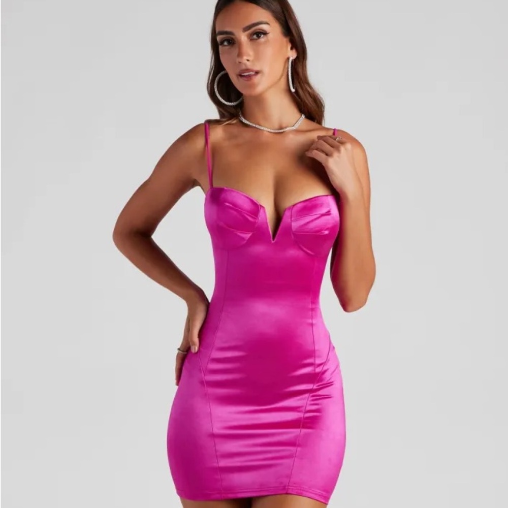 Barbie Pink Satin Mini Dress